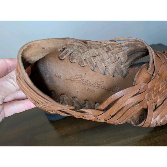 Vintage Eddie Bauer Huarache Sandals Womens Brown Leather Sandals Slip On Size 8 - Picture 5 of 7